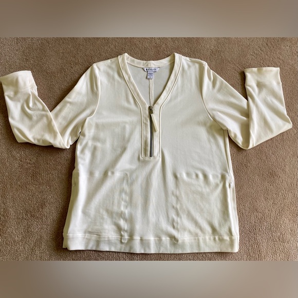 NWOT • ATHLETA Eastbound Half-Zip Sweatshirt, Women’s size L, off-white cream - Picture 3 of 10